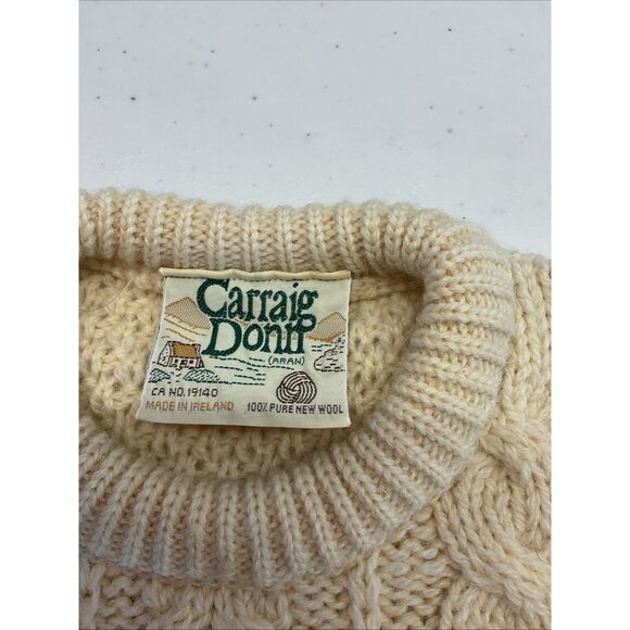 VTG Carriag Donn Youth Child XL 100% Merino wool made Ireland‎ fisherman Ivory - Picture 5 of 11